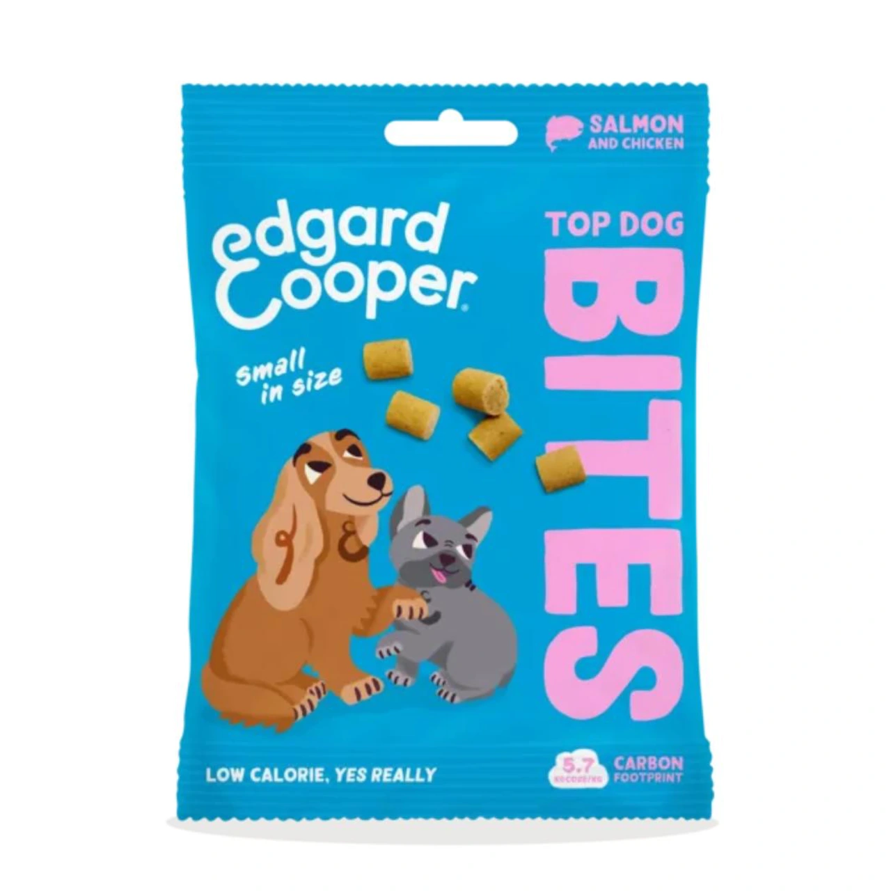 Edgard & Cooper Top Dog Bites laks og kylling 50 g - bløde hundegodbidder